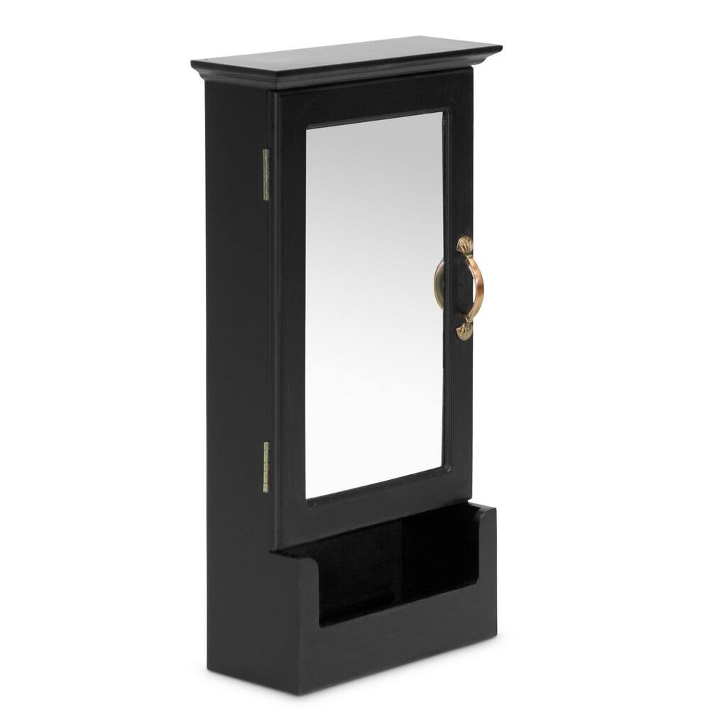 Baxton Studio Julie Black Wall Mount Keycabinet with Mirror