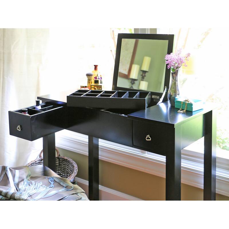 Baxton Studio Marie Black Vanity Table/Dressing Table