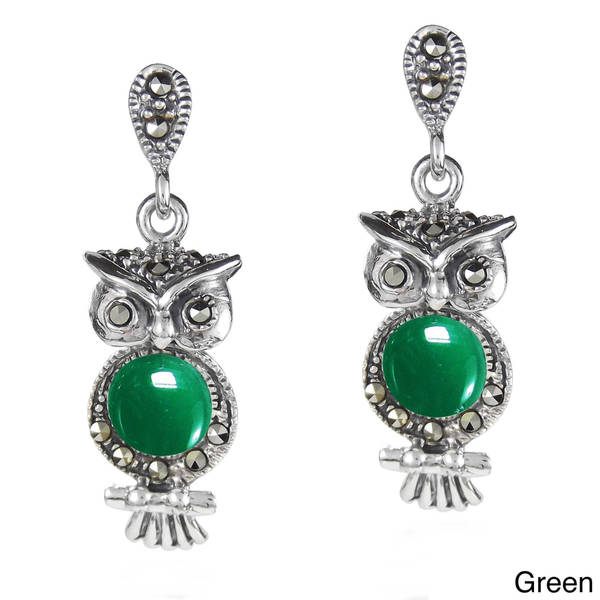 Charm Sparkling Night Owl Cubic Zirconia .925 Sterling Silver Stud Earrings