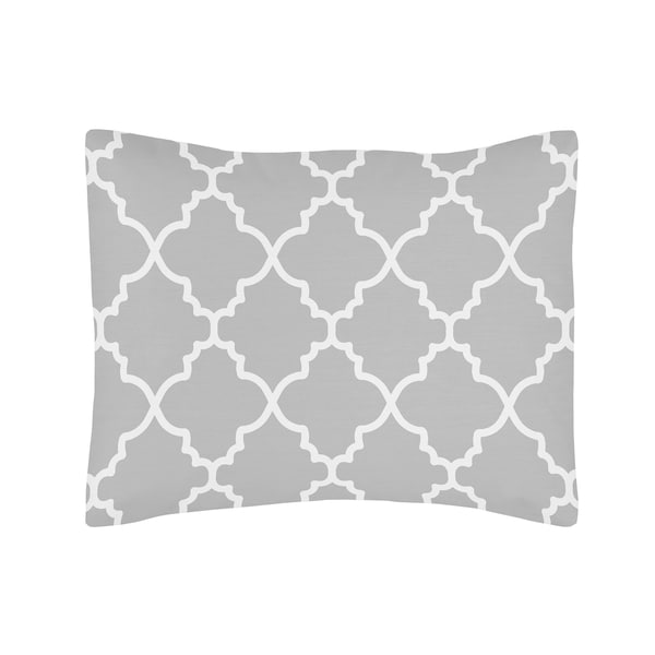 Sweet Jojo Designs Trellis Grey/ White Lattice Print Pillow Sham