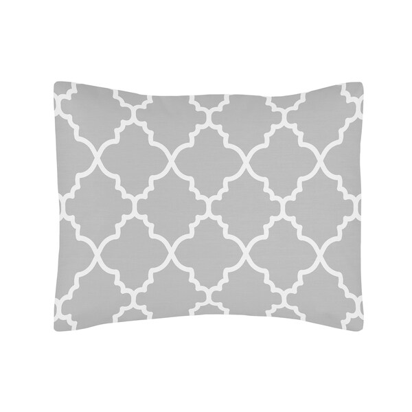 Sweet Jojo Designs Trellis Grey/ White Lattice Print Pillow Sham