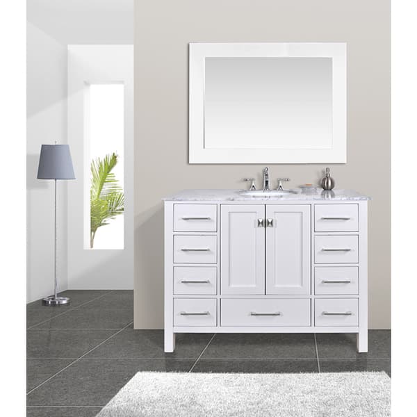 Shop 48 Inch Malibu Pure White Single Sink Bathroom Vanity Cabinet