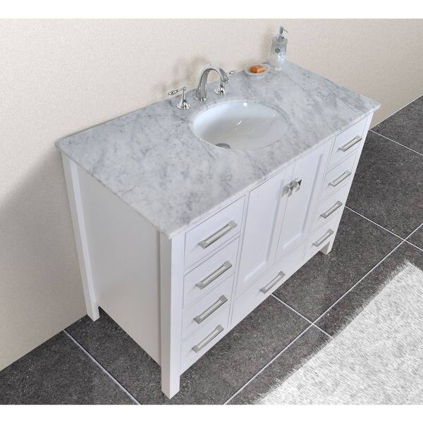 Shop 48 Inch Malibu Pure White Single Sink Bathroom Vanity Cabinet