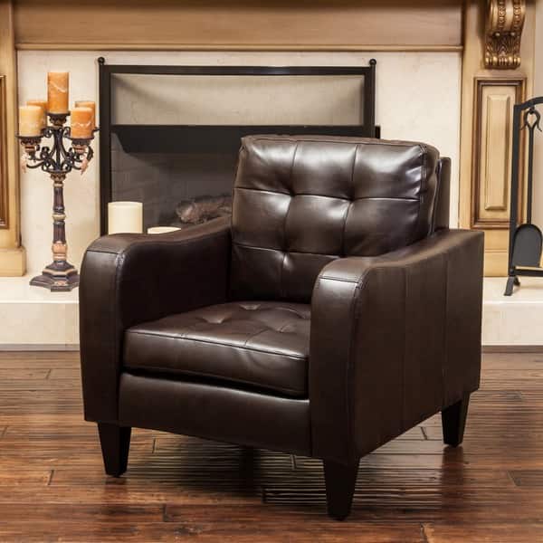 Shop Sorrento Leather Club Chair By Christopher Knight Home Free