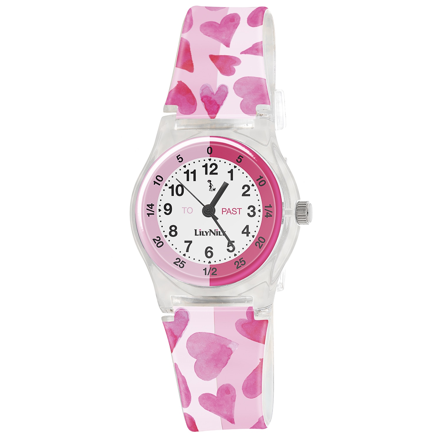 Lily Nily Kids Plastic and Stainless Steel Pink Hearts Watch