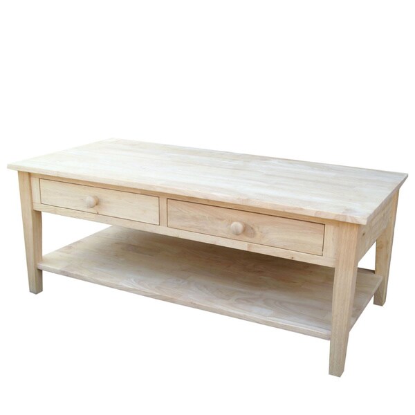 Shop Spencer Unfinished Solid Parawood Coffee Table Free Shipping