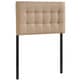preview thumbnail 8 of 12, Emily Grey Button-tufted Fabric Twin-size Headboard Beige