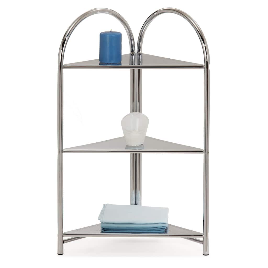 Chrome Arched Top Three-shelf Corner Stand