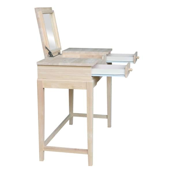 Shop Unfinished Solid Parawood Vanity Table Free Shipping Today