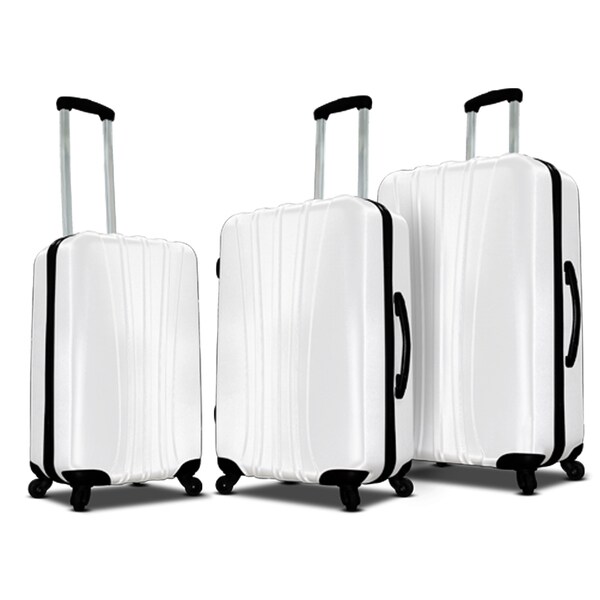 white hardside luggage set
