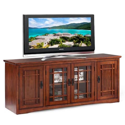 Mission Oak Hardwood/ Glass 60-inch TV Stand