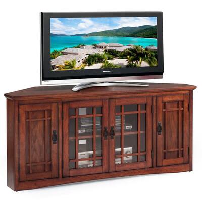 Copper Grove Janie Mission Oak Hardwood 57-inch Corner TV Stand