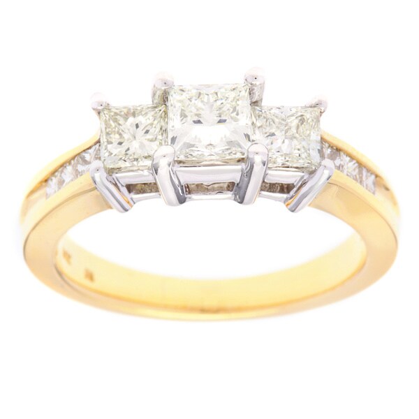SummerRose 14k Two-tone Gold 1 1/2ct TDW Princess-Cut 3-stone Diamond Engagement Ring