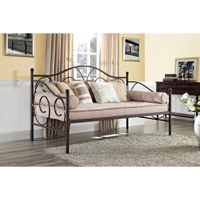 DHP Victoria Finial Detailed Brushed Metal Daybed