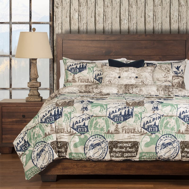 Parks and Rec 6-piece Duvet Cover Set with Comforter Insert - Green - Queen