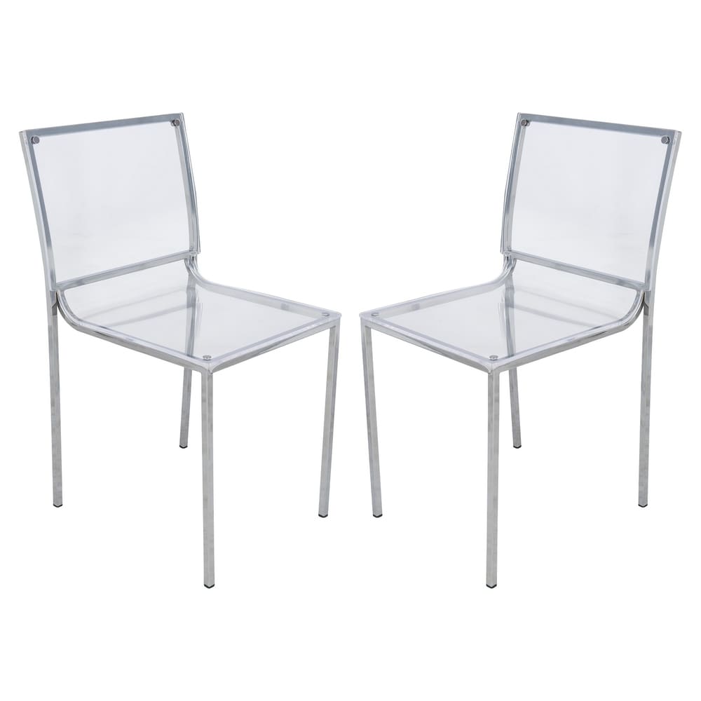 LeisureMod  Almeda Lucite Acrylic Clear Dining Side Chair (Set of 2) (Almeda Acrylic Clear Dining Chair Set of 2)