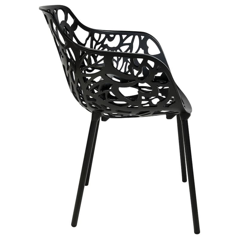 Devon Aluminum Dining Armchair with Floral Cutouts – Stackable, UV-Protected, Indoor/Outdoor Patio Side Chair