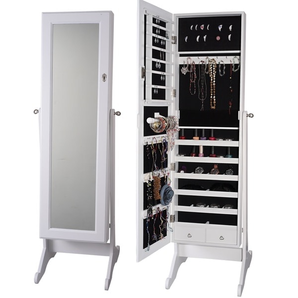 shop premium white cheval mirror jewelry cabinet armoire box stand