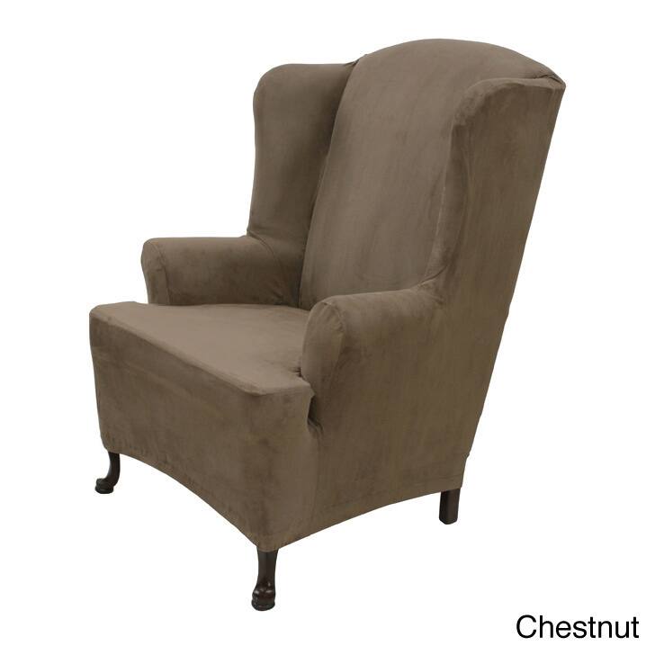 Stretch Suede Wing Chair Cover