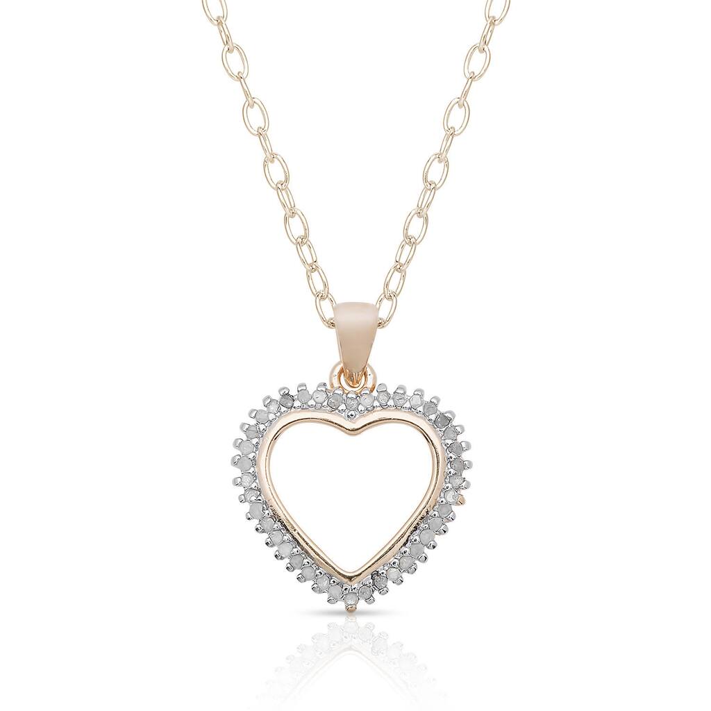 Finesque Sterling Silver 1/4ct TDW Diamond Heart Pendant Necklace