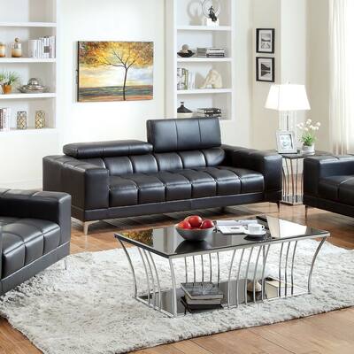 Furniture of America Eona Bonded Leather Pneumatic Gas Lift Headrest Sofa