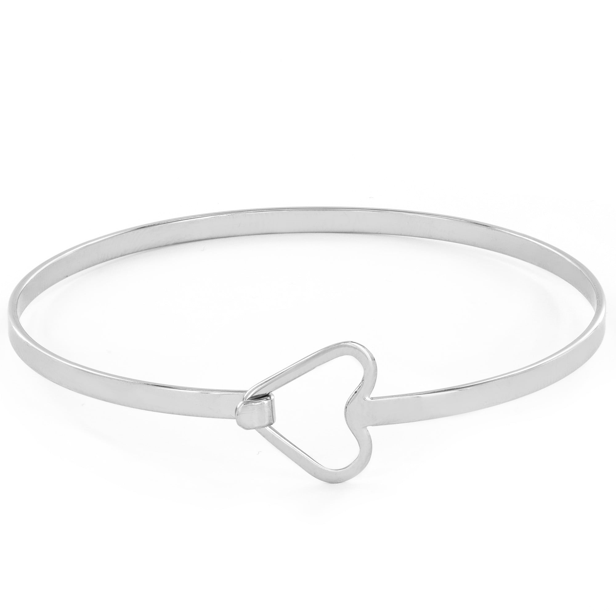 Stainless Steel Open Heart Hook Bangle Cape Cod Bracelet  