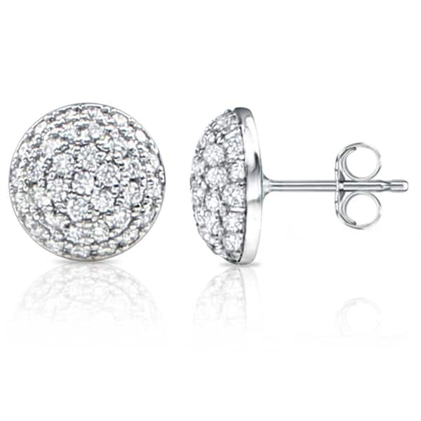 14k Gold Round 2ct TDW Half Ball Pave Diamond Stud Earrings by Auriya (H-I, SI1-SI2)