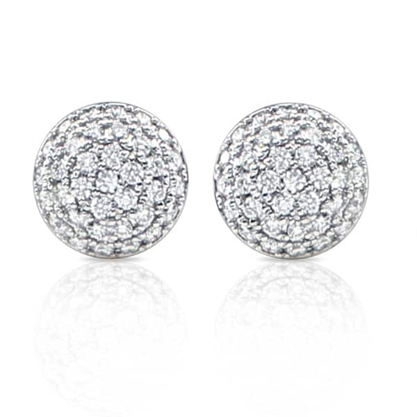 14k Gold Round 2ct TDW Half Ball Pave Diamond Stud Earrings by Auriya (H-I, SI1-SI2)