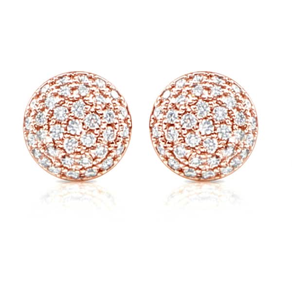 14k Gold Round 2ct TDW Half Ball Pave Diamond Stud Earrings by Auriya (H-I, SI1-SI2)