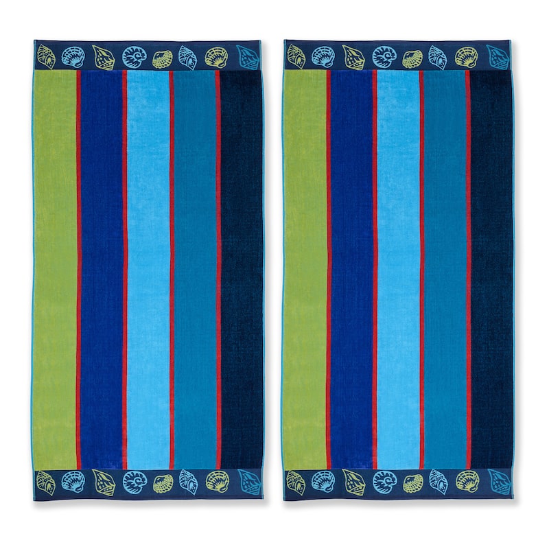 Superior Oversized Seashell Cotton Jacquard Beach Towel (Set of 2)