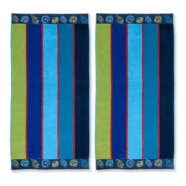 Superior Oversized Seashell Cotton Jacquard Beach Towel (Set of 2) N