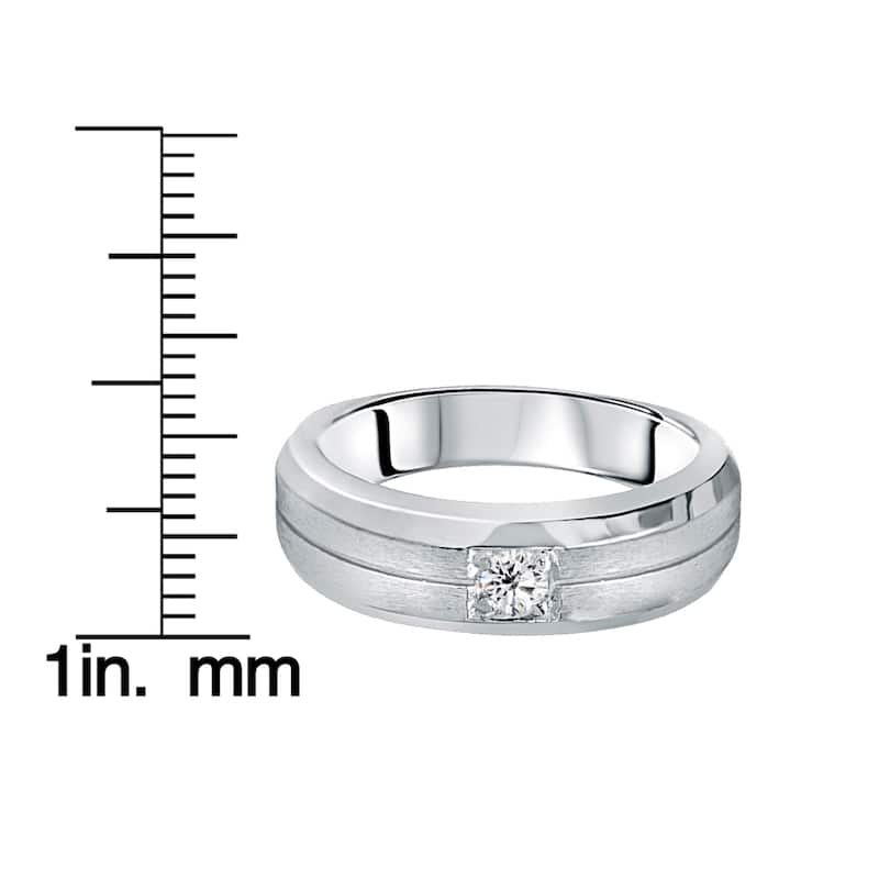 14k White Gold Men's 1/ 6ct TDW Brushed Diamond Wedding Band