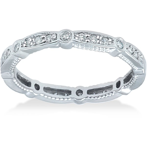 Bliss 14k White Gold 1/2ct TDW Vintage Diamond Eternity Ring (I J, I2