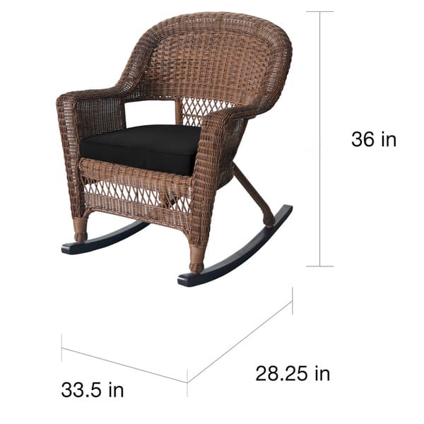 Honey Rocker Wicker Chairs with Cushions (Set of 2)