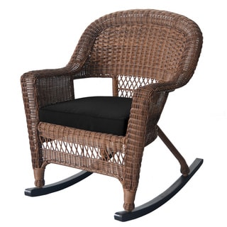 Honey Rocker Wicker Chairs with Cushions (Set of 2)