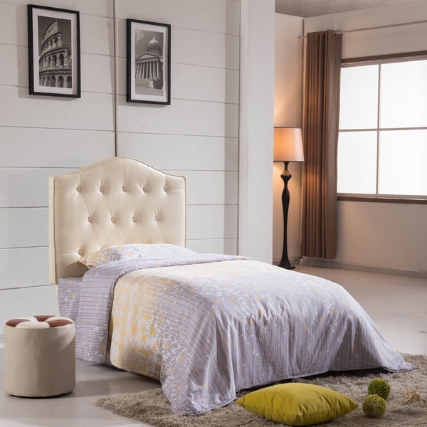 Royal Comfort Collection Creamy White Faux Leather Button Tufted Twin-size Headboard