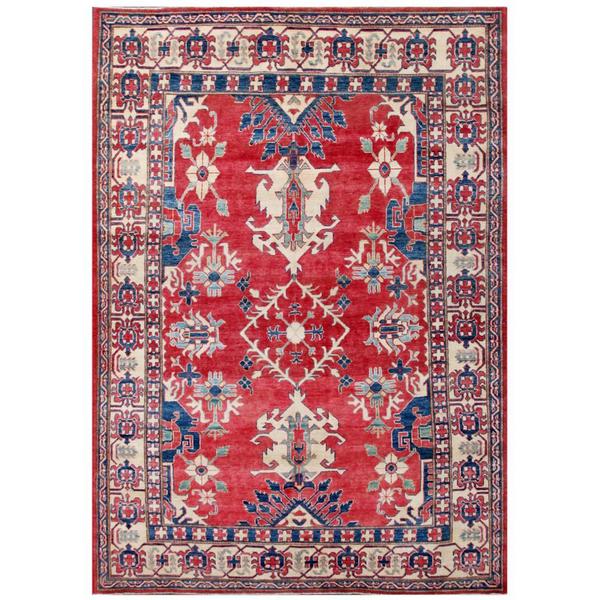 Shop Herat Oriental Afghan Handknotted Kazak Red/ Ivory Wool Rug (6'3