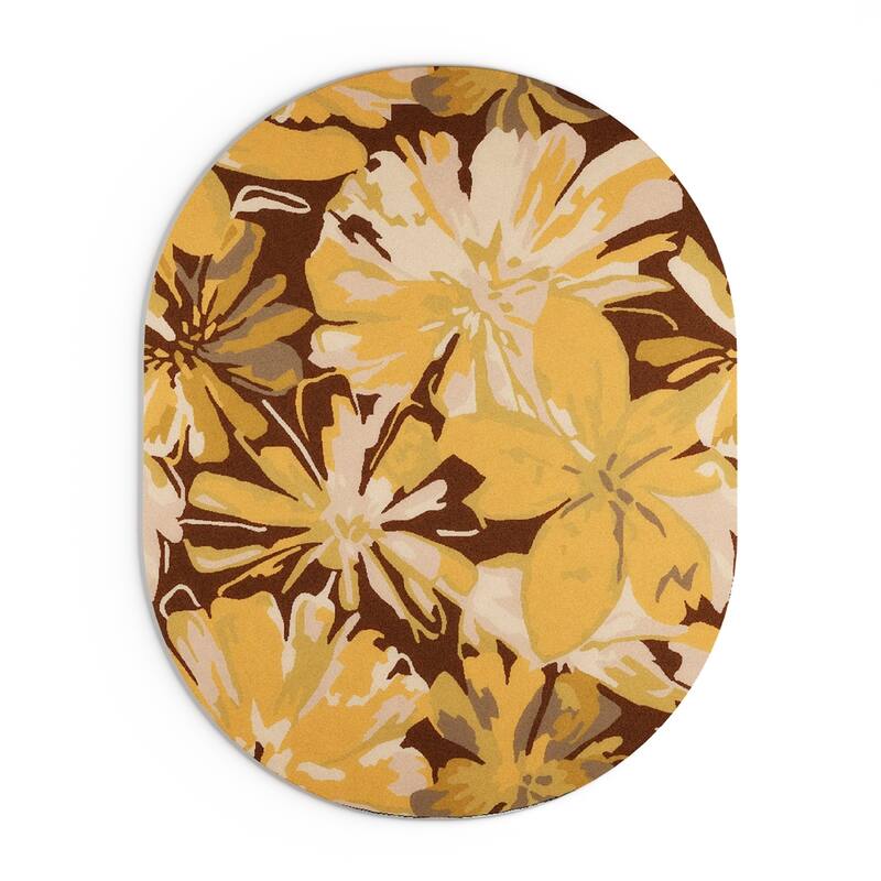 Handmade Putty Transitional Floral Wool Area Rug