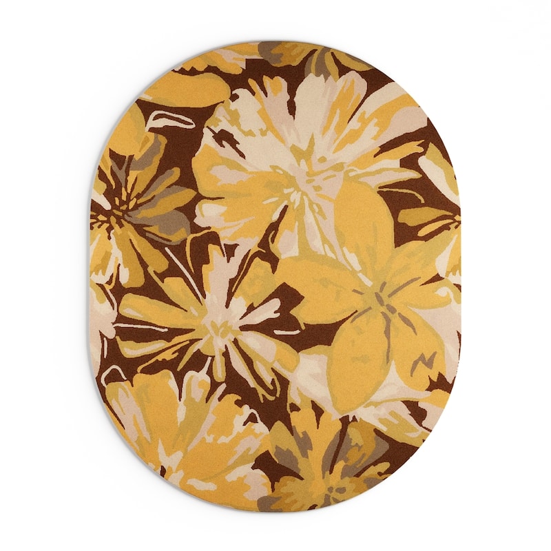 Handmade Putty Transitional Floral Wool Area Rug