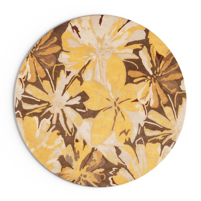 Handmade Putty Transitional Floral Wool Area Rug