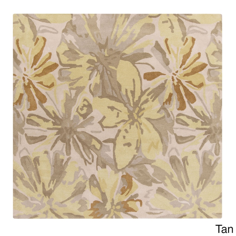 Handmade Putty Transitional Floral Wool Area Rug