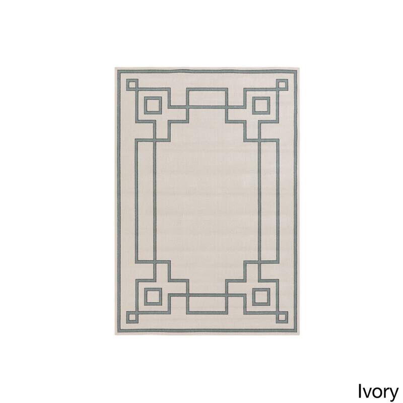 Livabliss Odette Greek Key Border Indoor/ Outdoor Area Rug