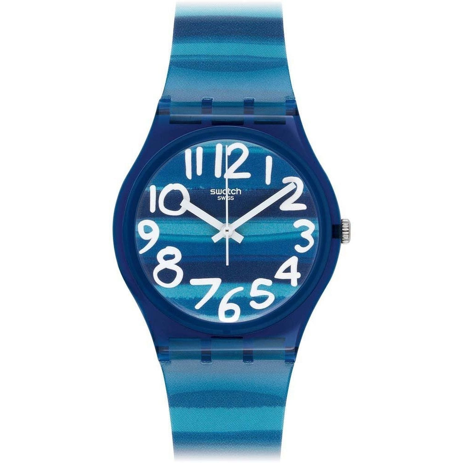Swatch Mens Originals Gn237 Blue Plastic Swiss Quartz Watch With Blue