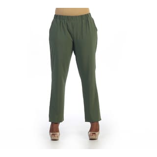 Hadari Women's Plus Size Olive Green Casual Pant