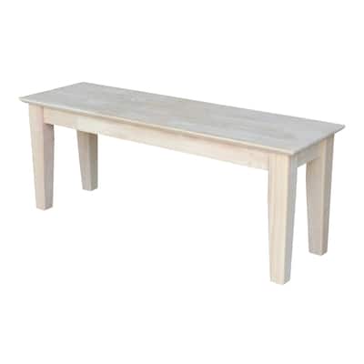 Unfinished 48-inch Solid Parawood Shaker Style Bench