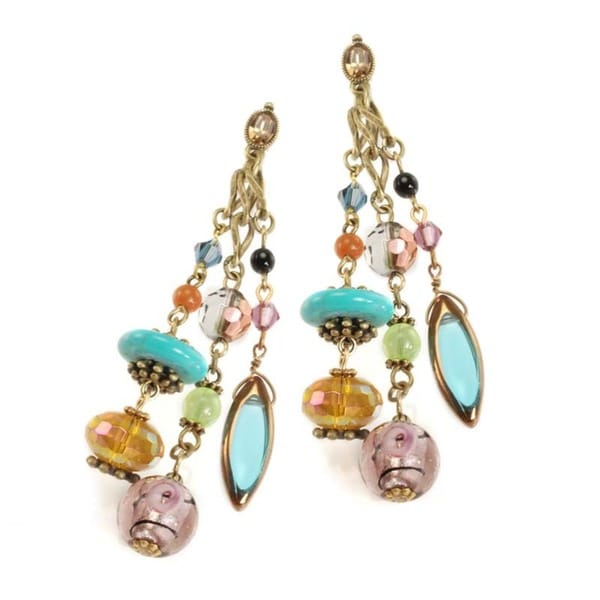 Sweet Romance Bohemian Art Glass and Turquoise Earrings   16453249