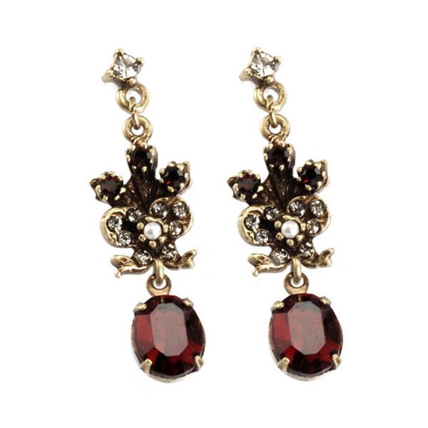 Sweet Romance Victorian Garnet Vintage Ruby Earrings