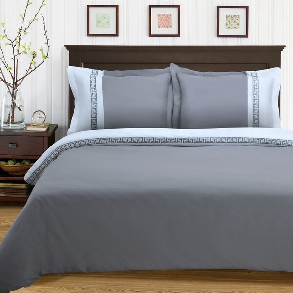 Embroidery Greek Key Microfiber Duvet Cover Set By Miranda Haus On Sale Overstock 9290979