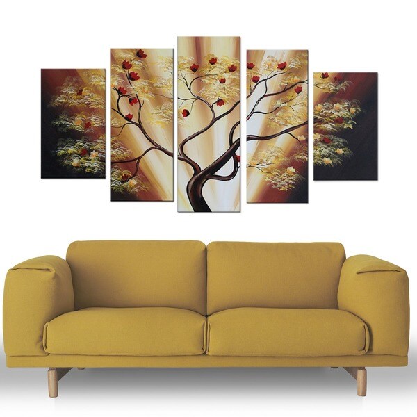 Fruitful Tree' 5-piece Landscape Oil Painting