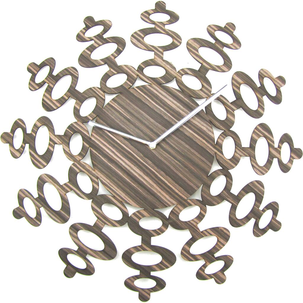 Mid-century Modern 19-inch Rustic Luxe Handmade Wood Clock